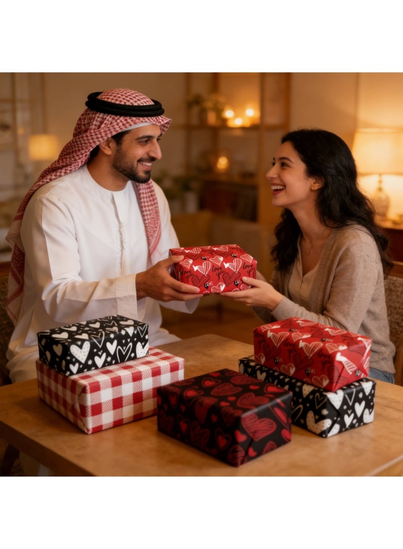 سايكفو ورق تغليف هدايا عيد الحب مكون من 12 ورقة: ورق تغليف هدايا فني على شكل قلب أحمر وردي - 6 أنماط رومانسية - مثالي لحفلات الزفاف، والذكرى السنوية، وعيد الأم، وسجل القصاصات، والأعمال اليدوية، والحفلات (70 سم × 50 سم) - Image 4